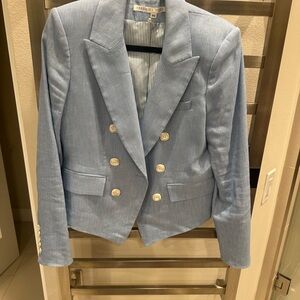 Veronica Beard Light Blue Double-Breasted Jacket